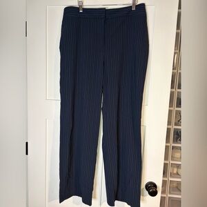 Chico's Navy Pinstripe Straight-Leg Trousers